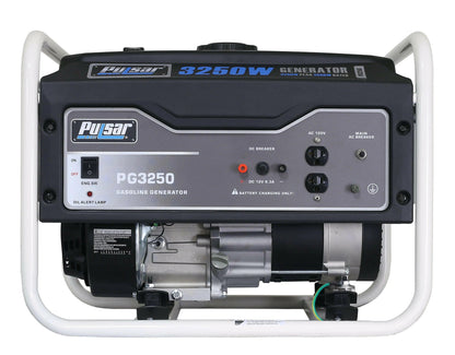 Pulsar 3250W Portable Gas Powered Generator, 2500 Running Watts, 4-Gallon Fuel Tank Pulsar