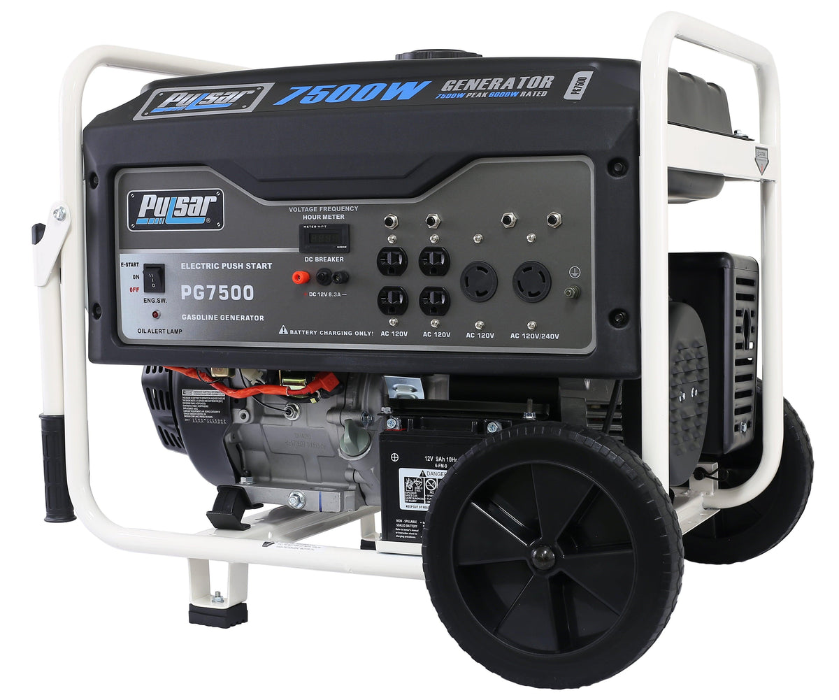 Pulsar 7500W Gas Powered Portable Generator with Electric Start and 240V Output Pulsar