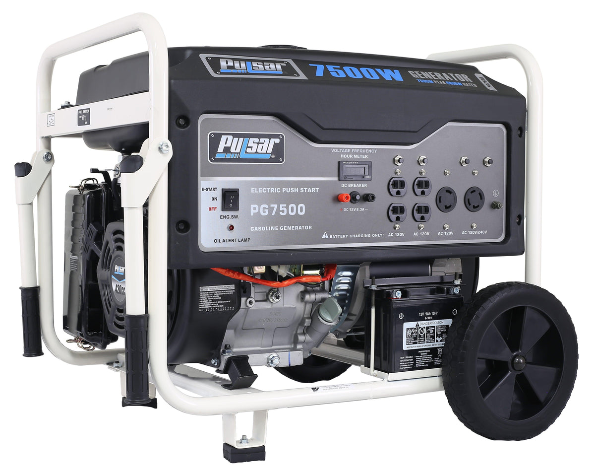 Pulsar 7500W Gas Powered Portable Generator with Electric Start and 240V Output Pulsar