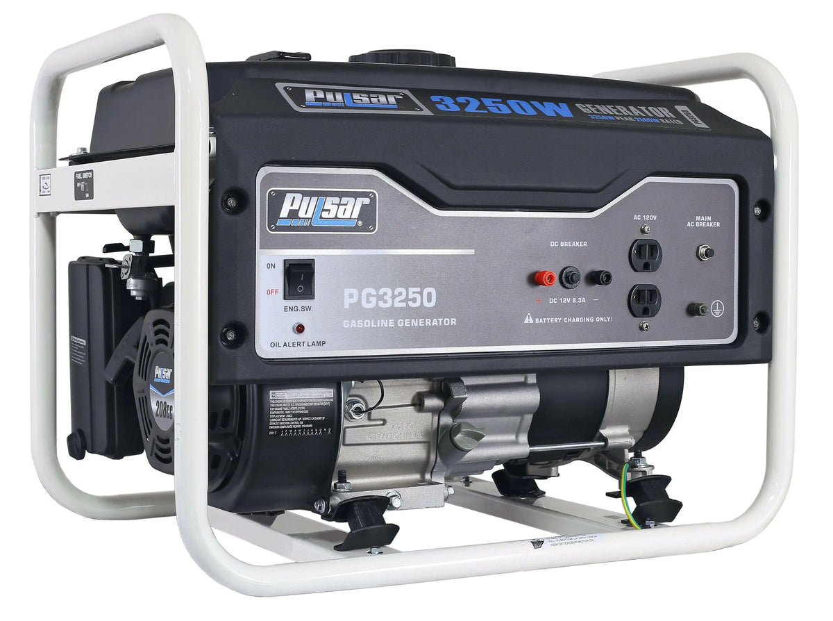Pulsar 3250W Portable Gas Powered Generator, 2500 Running Watts, 4-Gallon Fuel Tank Pulsar