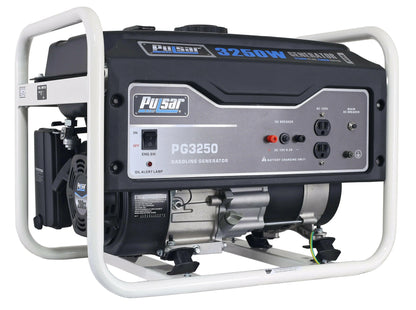 Pulsar 3250W Portable Gas Powered Generator, 2500 Running Watts, 4-Gallon Fuel Tank Pulsar